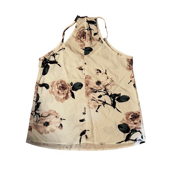 Floral Print V-neck Cami Top & Belted Solid Pink Pants Women's Medium (6) - Picture 8 of 10